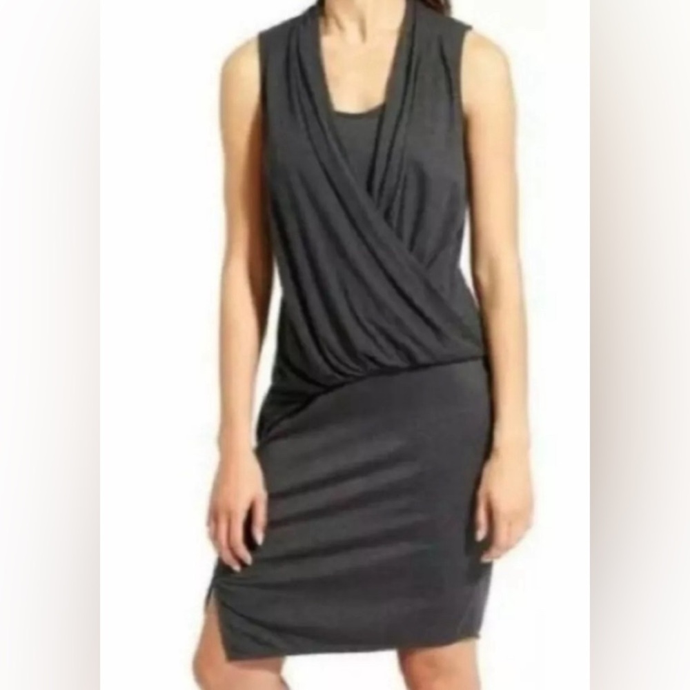 Athleta Gray Sleeveless Faux Wrap Super Comfy Dress Size XS